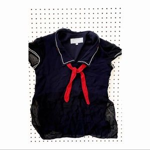 Vintage sailor shirt with sheer hem